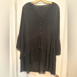 Zara Ruffled Black Mini Dress, L, EUC